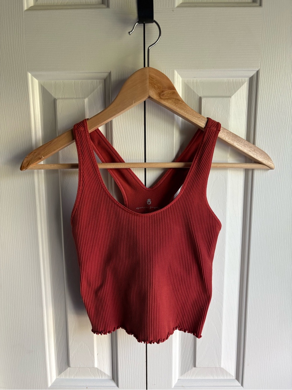 Spiritual Gangster Amor Crop Tank Burnt Orange Ribbed Seamless Activewear XS/S